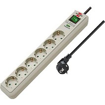 독일 브레넨스툴 멀티탭 6구 Brennenstuhl 프리미엄 (스위치 및 1.5m 케이블), 2 PC 그레이