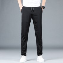 DFMEI 비즈니스 캐주얼 남 얇은 아이스 스판 일자 팬츠 남성 패션 심플 와이드 롱입니다.바지