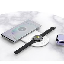 15W고속형 갤럭시 폰/워치 2구 무선 동시충전패드 / 스마트 아이폰 삼성