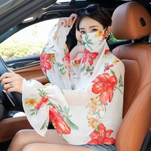 골프 팔토시 일체형 손토시 빅사이즈 쿨토시 손등 가리개 살색 입는 토시 볼레로 여성 56, 한 사이즈, 마스크 숄 - 흰색에 풍부한 꽃