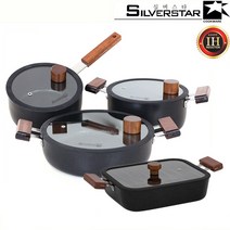 실버스타 인덕션용 티타늄 우드핸들 냄비 블랙 4종, 실버스타 티타늄 우드핸들 18cm 편수
