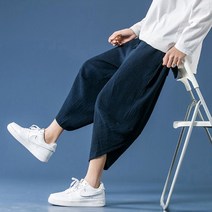 남녀공용 7부 지지미 밴딩 배기팬츠 / 시어서커 편한바지