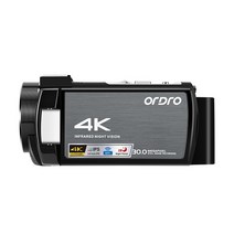 유튜버촬영장비 비디오 카메라 캠코더 4K 풀 HD Ordro AE8 IR 야간 투시경 WiFi 디지털 카메라 YouTube 블로깅 동영상 촬영 블로거, 01 Black