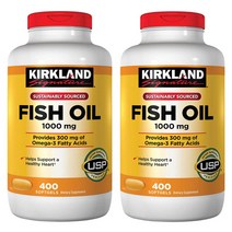 Kirkland Signature Fish Oil 커클랜드시그니쳐 EPA+DHA 피쉬오일 1000mg 소프트젤 400정 2개