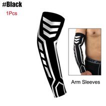 런닝 사이클 암웨어 쿨 토시 컴프레션 암 슬리브 1 개 완전 가드 지원 농구 축구 배구 사이클링 달리기, Black-1Pcs+XL