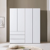 솜씨방가구 로즈모던 1600옷장세트 서랍옷장1+긴문장1, 화이트, 04_1 로즈모던 서랍옷장+정리장