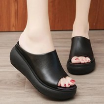 베리슈 여성 발편한6cm 쿠션 통굽 키높이슬리퍼 사무실실내화