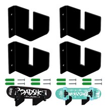 UCINNOVATE 4팩 블랙 아크릴 스케이트보드 벽걸이 1/6인치 두께의 벽 걸이 조직화된 데크 디스플레이용 스노우보드 보관 홀더 맞춤 서프스케이트 스키 크루저 보드 페