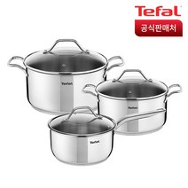 테팔 스테인리스 스틸 인튜이션 냄비 2종 세트 인덕션 IH, 편수 18cm + 양수 20cm + 양수 24cm