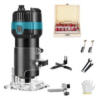 전기 유선 트리머 라우터 홈파기 홈파는기계 목공 목재 도구 나무 루터기, 1500W 고급 + 비트날세트, 1개