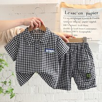 루라줌) 아기 유아 아동 키즈 돌아기 두돌 3살 4살 어린이 여름 카라 크림체크 반팔티 반바지 상하복세트 어린이집 여름옷 등원룩 외출복 캐주얼 세트 조카선물 트레이닝복세트