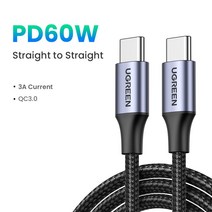 UGREEN-PD100W USB C to C 타입 고속 충전 케이블 샤오미 삼성 맥북 아이패드 5A 휴대폰 코드, CHINA, [04] PD60W Metal Grey, 1m, 60W Metal Grey_1m