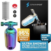 SparkPod 울트라 샤워 필터 - 헤드 정수 및 카트리지 150단계에 해당 부드러운 머리카락과 피부를 위해 염소 중금속을 최대 95% 제거(고급 광택 크롬), 6 - Radiant Rainbow