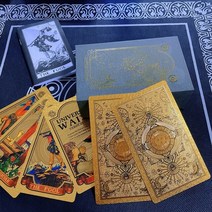 타로 gold foil tarot 12x7cm 카드 게임 pvc 방수 보드 게임 포커 점 선물 상자 세트 우주 블랙 매뉴얼, 태양신 카드 뒷면