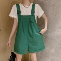 여름 카고 멜빵 반바지 점프슈트 슬림 와이드 팬츠 패션