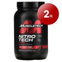 MuscleTech 웨잇트 근육 건강 관리 Nitro Tech 얼티미트 프로틴 쵸콜릿 브라우니 907g 1팩, 2팩