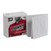 Georgia-Pacific GP PRO의 Brawny Professional P300 일회용 클리닝 타월 29000 경량 스크림 강화 14 접힘 화이트 폴리 팩 12개, White, White