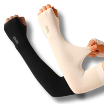 1+1 손등 보호 쿨토시 자외선차단 스포츠 아쿠아 쿨링 냉감, 블랙+베이지