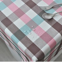 방수천 방수식탁보 방수원단 테이블보 라미네이트 천 3센치 체크 핑크 브라운 (355) E46, 마감처리