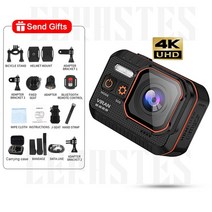 짐벌캠 Cerastes 액션 카메라 4k60fps 원격 제어 화면 방수 스포츠 카메라 드라이브 레코더 스포츠 카메라 헬멧 액션 캠, 128g 카드로