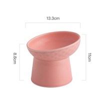 고양이 북유럽 스타일 음식 물그릇 애완 동물 세라믹 식사 접시 높은 발 강아지 매트 높이 개, 02 pink, 02 pink