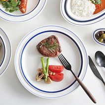 시라쿠스 메이플 빈티지 레트로 그릇 접시 7color, 디너접시 27cm, 라인브라운, 1개