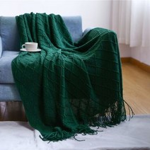 인테리어 소파 거실 카페 미용실 네일샵 소파 패브릭 램스 울부드러운 격자 무늬 소프트 니트 담요 커버, 02 deep green_01 130x180cm