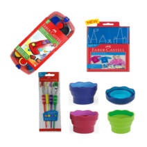 파버카스텔 고체물감 + 파버카스텔 물통 + 파버카스텔 붓 + 파버카스텔 앞치마 (고급 유아 물감 선물 세트), 12색, 파랑