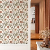 새로고침 만능풀바른벽지 실크 H5055-2 코티지가든 앤틱베이지, 340cm