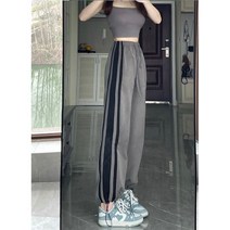 [이꾸띠] 크얼티리 여성 봄 가을 배색 3선 허리밴딩 끈 밑단 조절 편안한 슬랙스 2컬러 바지