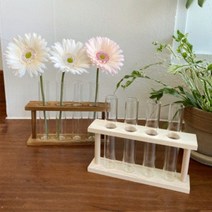 유리 우드 시험관 실린더 화병 수경재배 물꽂이 이케바나 한송이 꽃병 2color, 내츄럴 우드