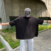 망토 박스 오버핏 가오리 남자 어깨 넓어보이는 7부 반팔티