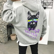 용된다 남자 겨울 기모 플렉스 오버핏 프린팅 후드티