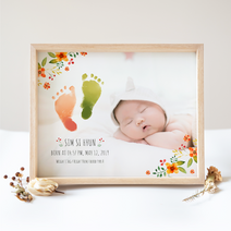 감성사진 아기발도장액자 탄생액자, 고급원목액자