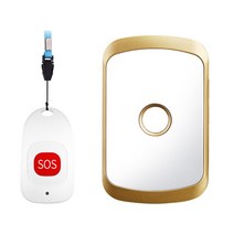 무선벨 원격 호출 스마트 홈 무선 호출기 초인종 노인 비상 경보 80m 방수 차임 벨 미국 EU 영국 플매트 카펫 러그 SOS 버튼, 07 gold 1x1_03 UK