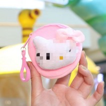 핑크 커비 플러시 장난감 동전 지갑 만화 부드러운 봉제 인형 동물 펜던트 애니메이션 귀여운 헤드폰 가방 소녀 크리스마스 선물, 8cm KT cat