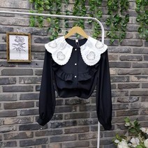 퐁당 / 하트 꽃자수 물결 빅카라 블라우스