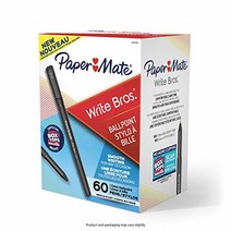페이퍼 메이트 4621401 Write Bros 볼펜 미디엄 포인트 1.0mm 블랙 60개, Black