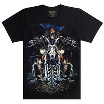 남성티셔츠반팔 태국 수입 트렌드 스컬 저승사자 차량 개성 플라워 프린팅 야광조 남자 반팔티 1700491127