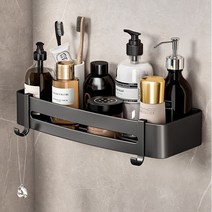 쓰리오브어스 무타공 알루미늄 욕실 일자선반 O형, 블랙 기본형, 1개