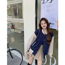 라 지 재킷 코트 여성 2021 가 을 · 겨울 통통 mm 아메리칸 스 쿨 룩 와 이 드 한 계 야구 복 트 렌 드 라 지 승마 바지 라 지 여성복 KGDMNK 1807, XL 사이즈., 도색