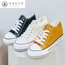 애슬릿 애슬릿 캔버스 라인 통굽 여성 스니커즈 운동화 4cm