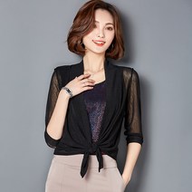 ANYOU 가디건 캐주얼 3종컬러 클래식 가디건 볼레로, 블랙