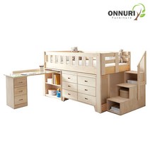 온누리가구 뉴송원목 소나무 루비 벙커침대 가드형 책상벙커침대, 원목, 슈퍼싱글