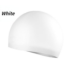 남녀공용 실리콘 수영 모자 방수 귀 보호 대형 다이빙 편안한 수상 스포츠 액세서리 1 개, 01 white