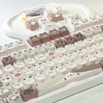 굿즈컴바인 스토어 귀여운 냥이 키보드 키캡 세트 인테리어용, 브라운