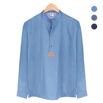 레디코 데님 유니클로청 블루 셔츠 _NWM004_Blue 핸리넥 오버핏청 남자청 3W15E2E4