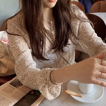 여성 잔꽃패턴 쉬폰 블라우스 2컬러 차르르 블라우스