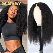 afro kinky curly wig v part wig human hair no Leave out u part wig 250 density 30 34 inch curly, v 부분 가발, 34인치, 1개