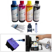 캐논 삼성 HP LG프린터 사용 리필잉크셋트 (잉크4색400ML+주사기4개+잉크석션기) 잉크충전으로 유지비용 절감, DJ3835 4645용(잉크4색+주사기4개+석션기), 1개
